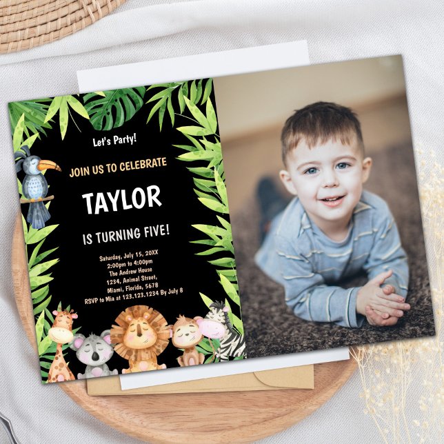 Convite Foto de 5 Wild One Birthday Invtions (Photo 5th Wild One Birthday Invitations)