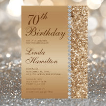 Foto de 70º Aniversário em Dourado Elegante