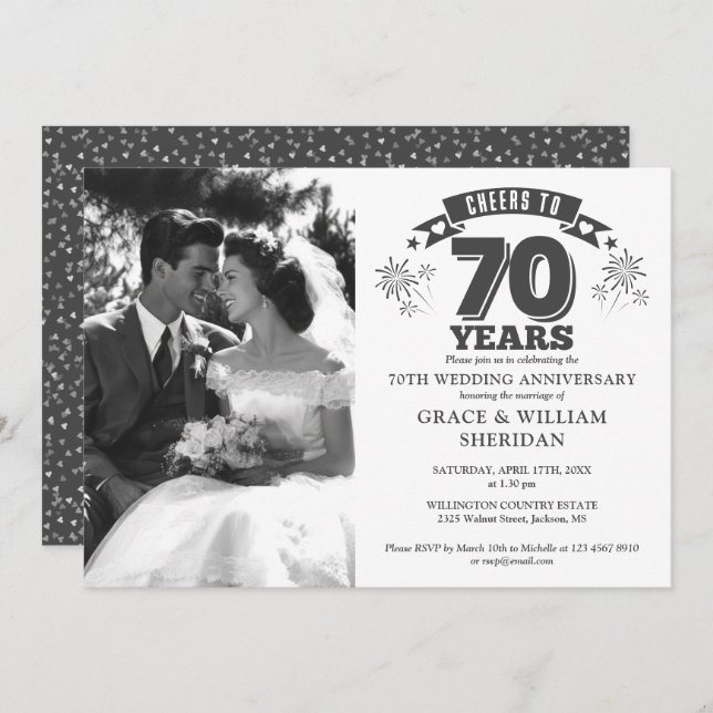 Convite Foto de 70 do Aniversário (Frente/Verso)