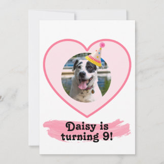 Convite Foto de aniversário com pincel rosa