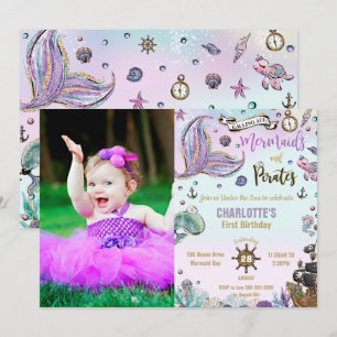 Convite Foto de Aniversário da Companhia das Sereias e Pi