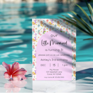 Convite Foto de Aniversário da Pequena Sereia