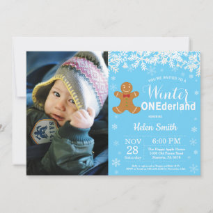 Convite Foto de Aniversário de 1 ano do Menino no Inverno