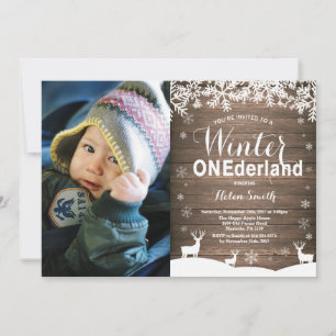 Convite Foto de Aniversário de 1 ano Winter Onederland Rús