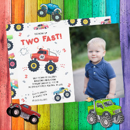 Convite Foto de Aniversário de 2 anos do Two Fast Monster