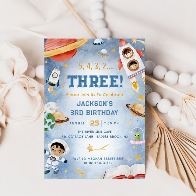 Convite Foto de aniversário de 3 anos do Festa de Planetas (Criador carregado)