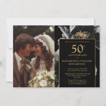 Foto de aniversário de 50 anos elegante preto e do