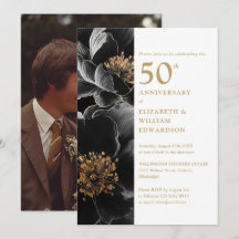 Foto de aniversário de 50 anos floral moderna eleg