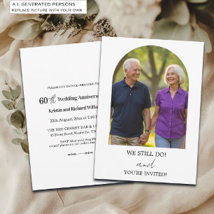 Convite Foto de Aniversário de 60 Anos de Casados Ainda Fa