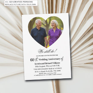 Convite Foto de Aniversário de 60 Anos de Casamento