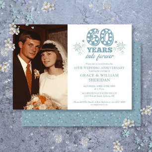 Convite Foto de Aniversário de 60 Anos de Casamento Para S