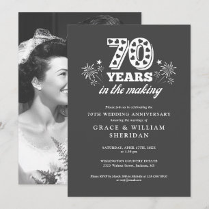 Convite Foto de Aniversário de 70 Anos de Casamento em Ela