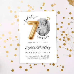 Convite Foto de Aniversário de 70 anos Minimalista Moderna