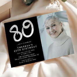 Convite Foto de Aniversário de 80 anos Moderna