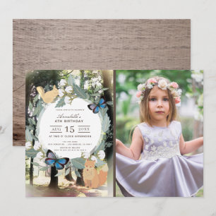 Convite Foto de Aniversário de Animais da Floresta Encanta