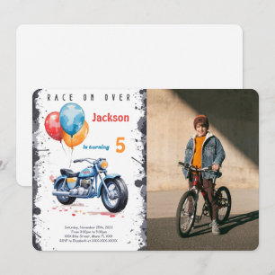 Convite Foto de Aniversário de Bicicleta Azul