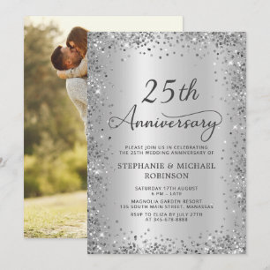 Convite Foto de Aniversário de Casamento de 25 Anos com Br