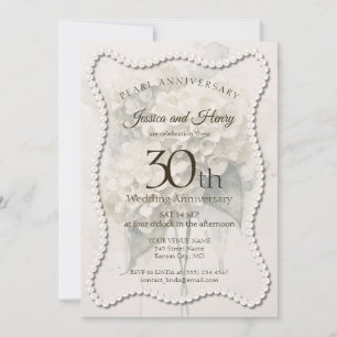 Convite Foto de aniversário de casamento de 30 anos Pérola