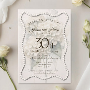 Convite Foto de aniversário de casamento de 30 anos Pérola