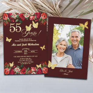 Convite Foto de Aniversário de Casamento de 55 anos Elegan