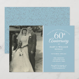 Convite Foto de Aniversário de Casamento de 60 anos com Co