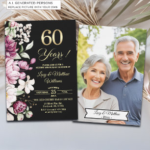 Convite Foto de Aniversário de Casamento de 60 anos Elegan