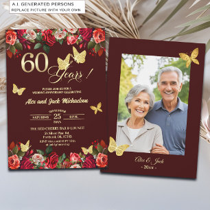 Convite Foto de Aniversário de Casamento de 60 anos Elegan