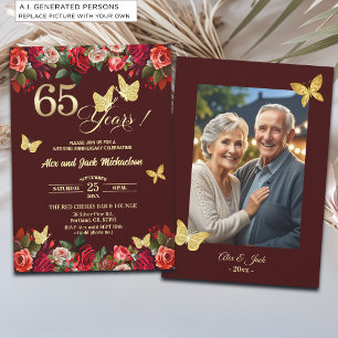 Convite Foto de Aniversário de Casamento de 65 anos Elegan