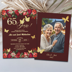 Convite Foto de Aniversário de Casamento de 65 anos Elegan