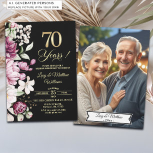 Convite Foto de Aniversário de Casamento de 70 anos Elegan