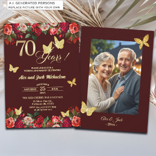 Convite Foto de Aniversário de Casamento de 70 anos Elegan