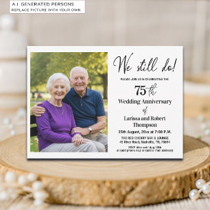 Convite Foto de Aniversário de Casamento de 75 Anos