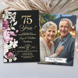 Convite Foto de Aniversário de Casamento de 75 anos Elegan