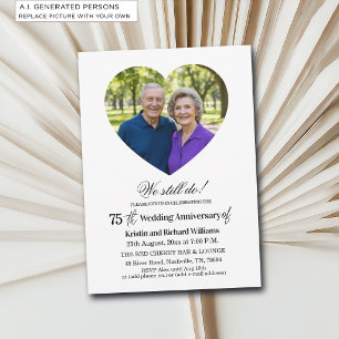 Convite Foto de Aniversário de Casamento de 75 Anos 'Nós A