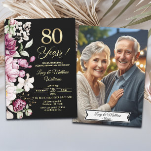 Convite Foto de Aniversário de Casamento de 80 anos Elegan
