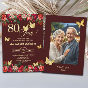 Convite Foto de Aniversário de Casamento de 80 anos Elegan