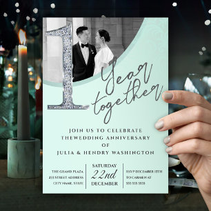 Convite Foto de Aniversário de Casamento Elegante