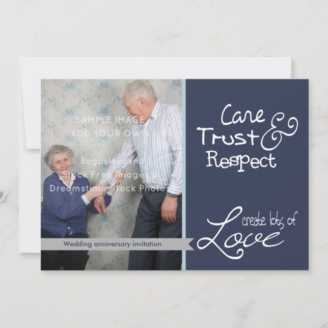 Convite Foto de aniversário de casamento fofa amor confian (Frente)