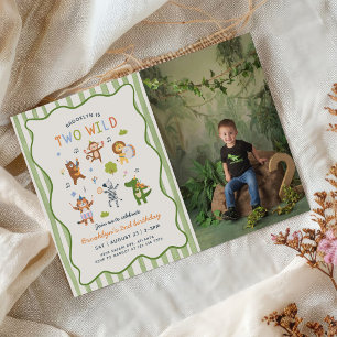 Convite Foto de aniversário de dois animais selvagens trop