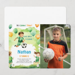 Convite Foto de Aniversário de Futebol Editável