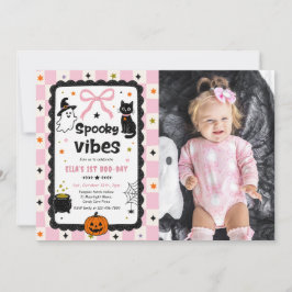Convite Foto de aniversário de Halloween com vibrações ass