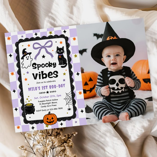 Convite Foto de aniversário de Halloween com vibrações ass (Criador carregado)