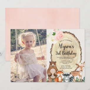 Convite Foto de aniversário de menina floral russa de páss