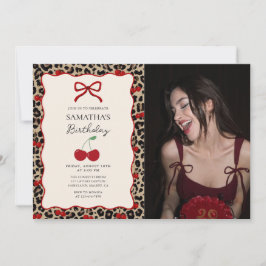 Convite Foto de aniversário de menina Guepardo Leopardo Co