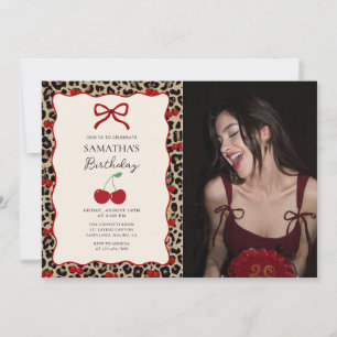 Convite Foto de aniversário de menina Guepardo Leopardo Co