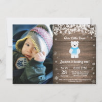 Foto de Aniversário de Menino no Inverno com Urso