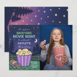 Convite Foto de Aniversário de Noite de Filme no Exterior
