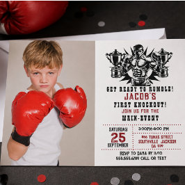 Convite Foto de Aniversário de Primeira Nocaute no Boxe