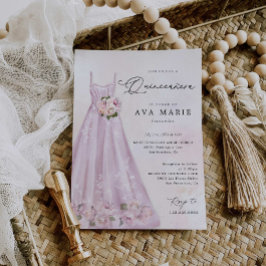 Convite Foto de Aniversário de Quinceañera Floral Purple