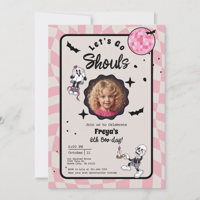 Convite Foto de Aniversário de Spooky Ghoul Halloween (Frente)